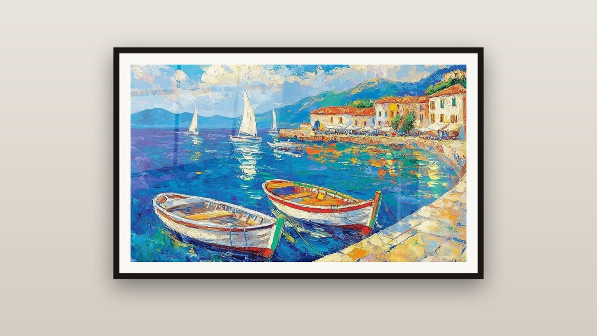 Framed painting on a wall
