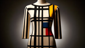 Robe Mondrian iconique d'Yves Saint Laurent 1965, lignes géométriques noires et couleurs primaires inspirées du néoplasticisme