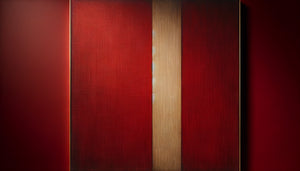 Peinture zip de Barnett Newman : champ coloré rouge traversé d'une bande verticale beige, expressionnisme abstrait années 1950