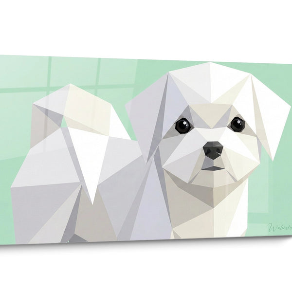 Tableau chien Bichon Maltais Géométrique