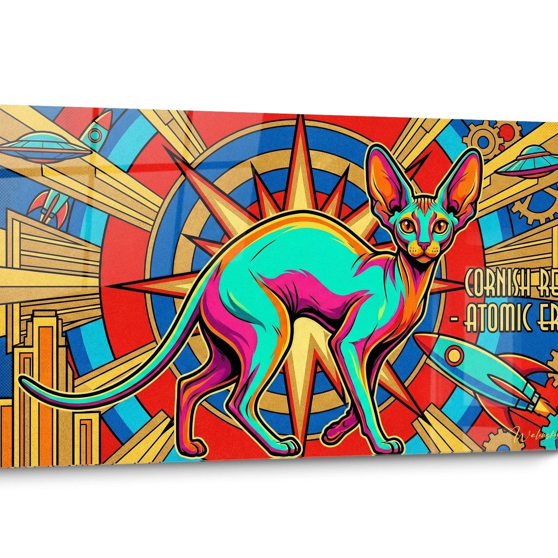 Tableau chat Cornish Rex Art Déco