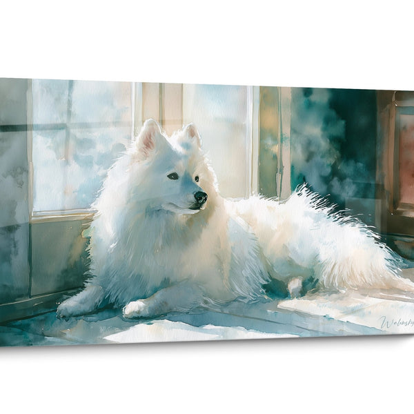 Tableau chien Spitz Japonais Aquarelle