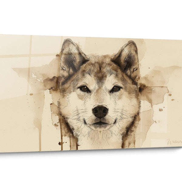 Tableau chien Shiba Inu Aquarelle