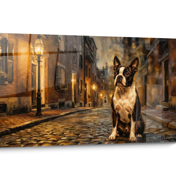 Tableau chien Boston Terrier Doré