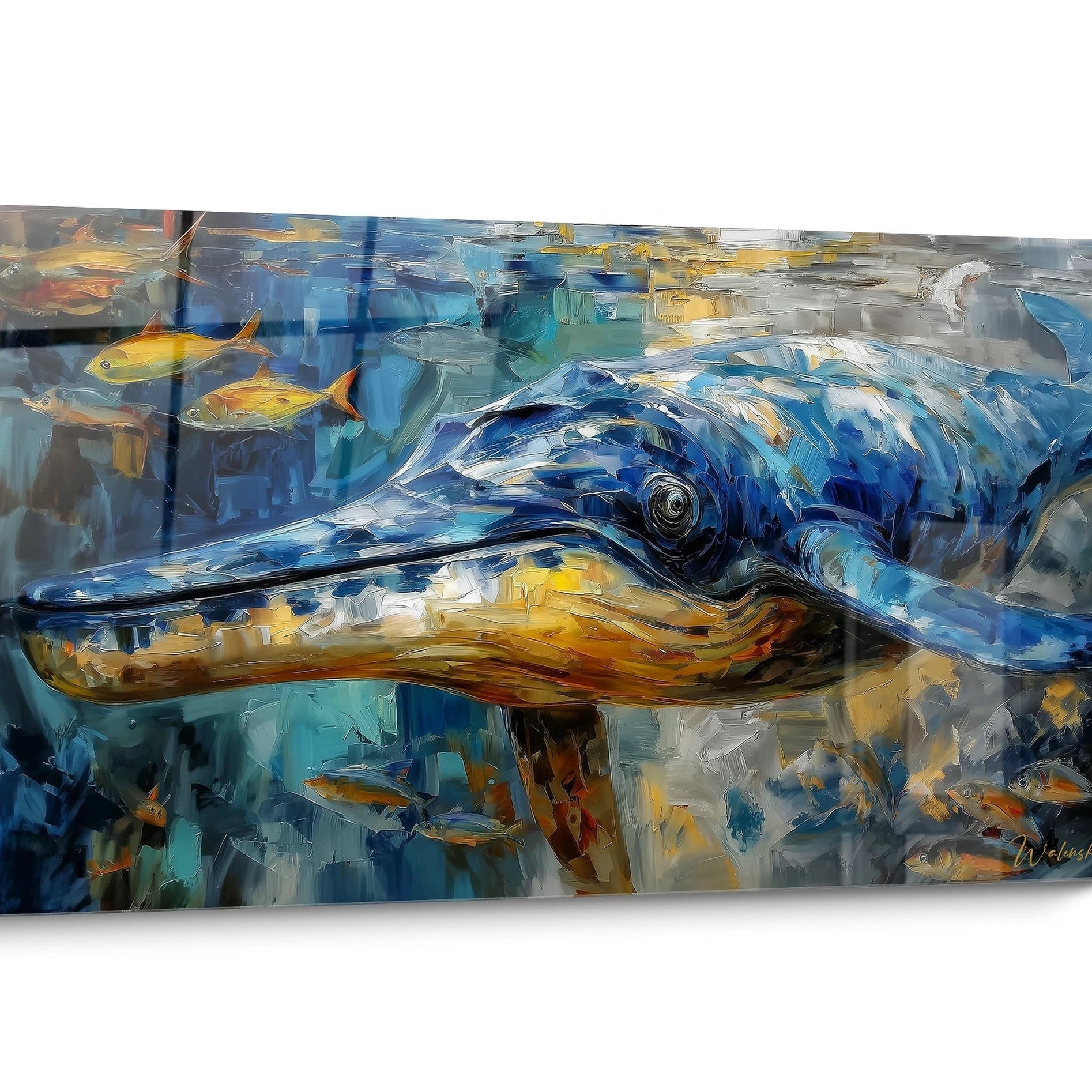 Basilosaurus Wandbild Blau und Gold
