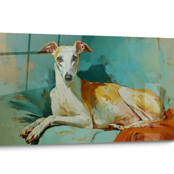 Tableau Lévrier Whippet Turquoise