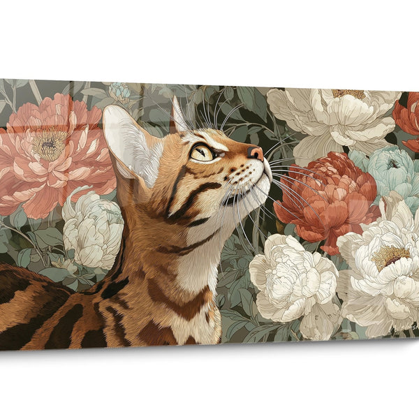 Toyger Cat Floral Wall Art