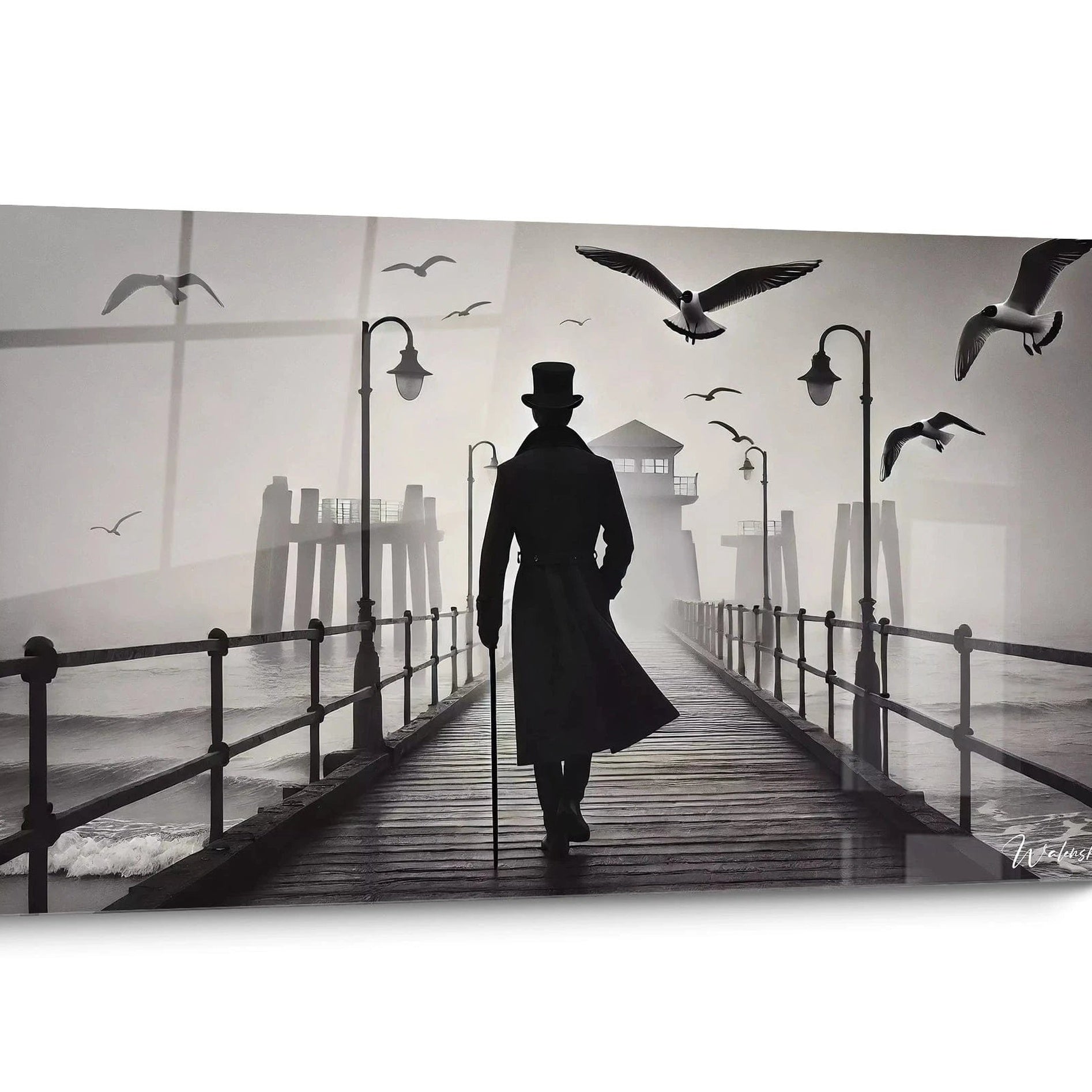 Tableau personnages noir et blanc Vintage