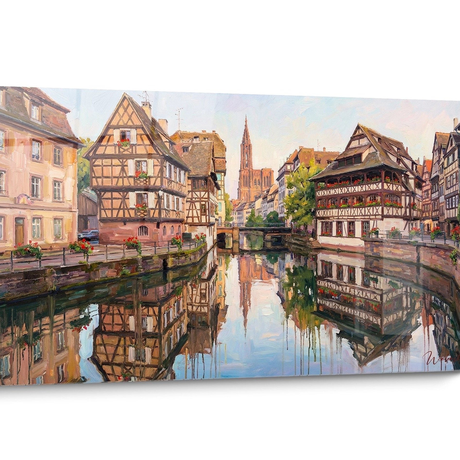Gemälde Elsass Fachwerk