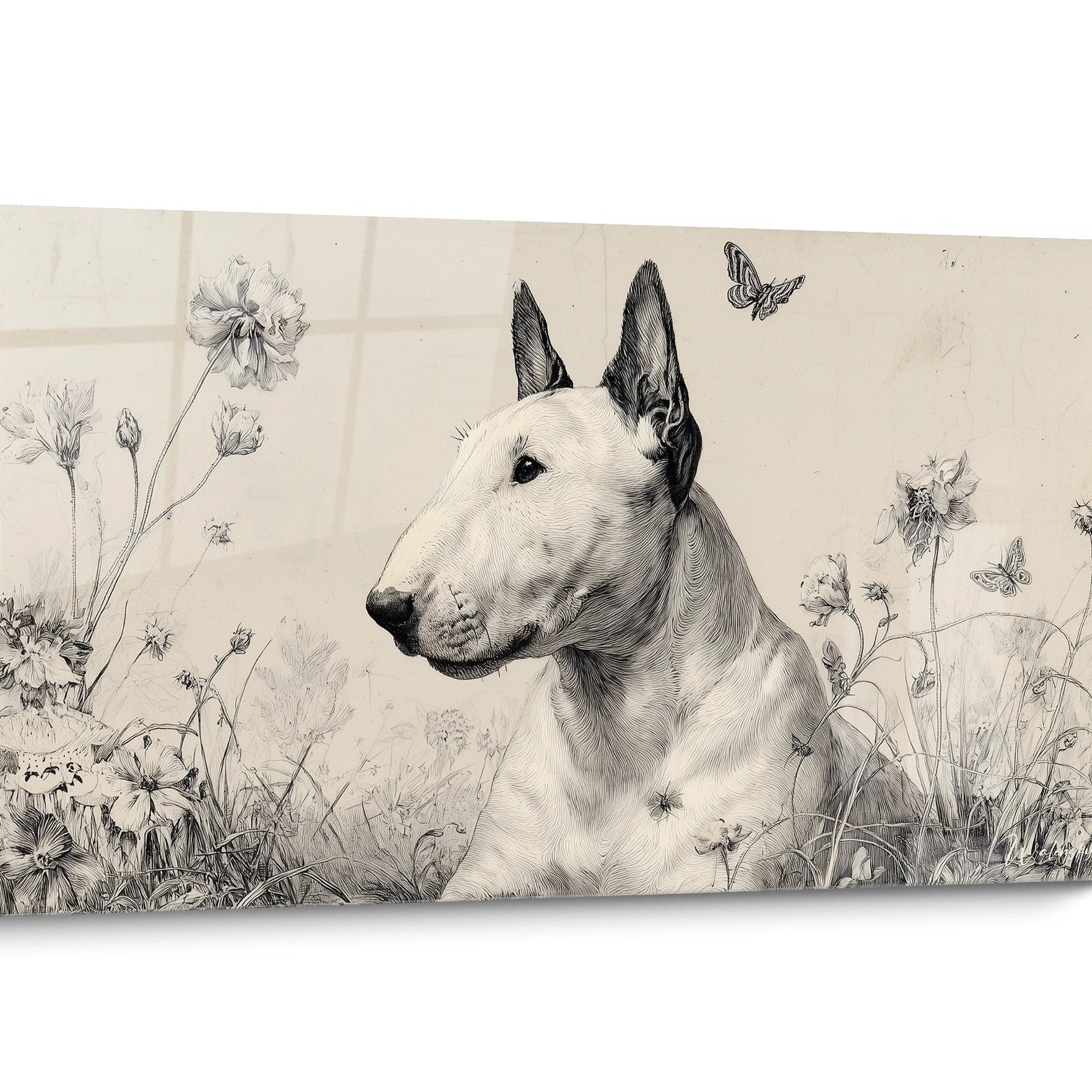 Tableau chien Bull Terrier Aquarelle