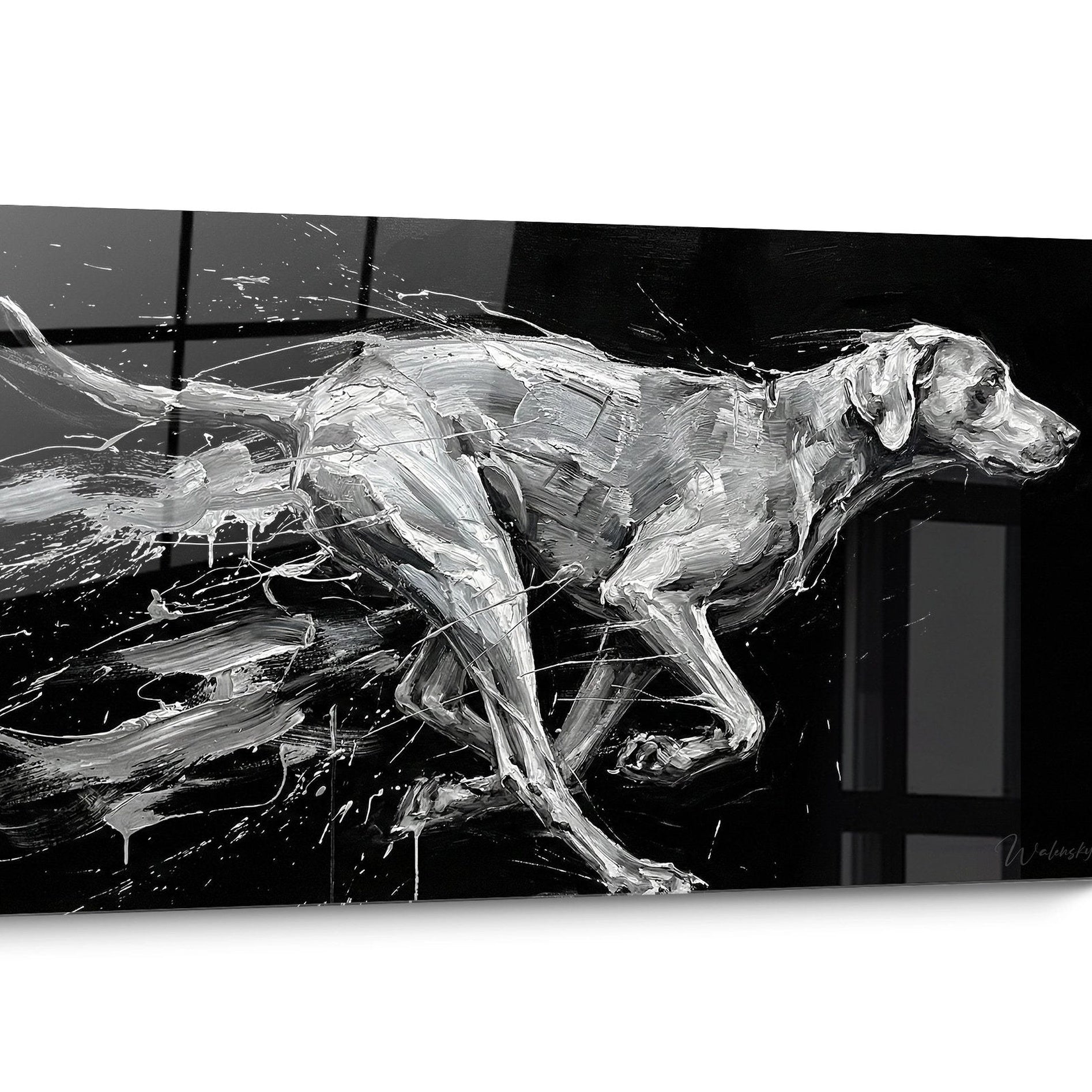 Weimaraner Dog Painting Black and White