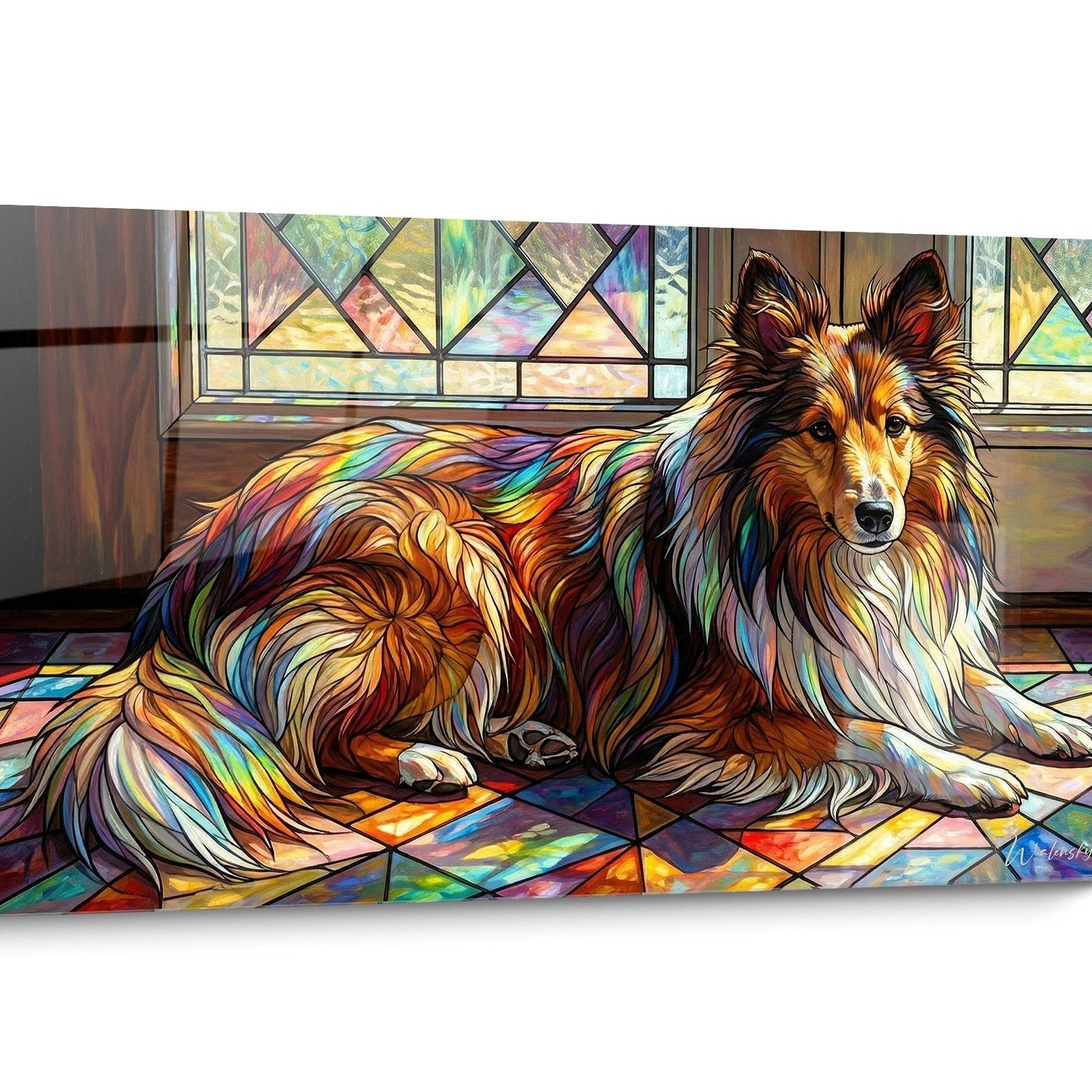 Abstraktes Shetland Schafhund Gemälde
