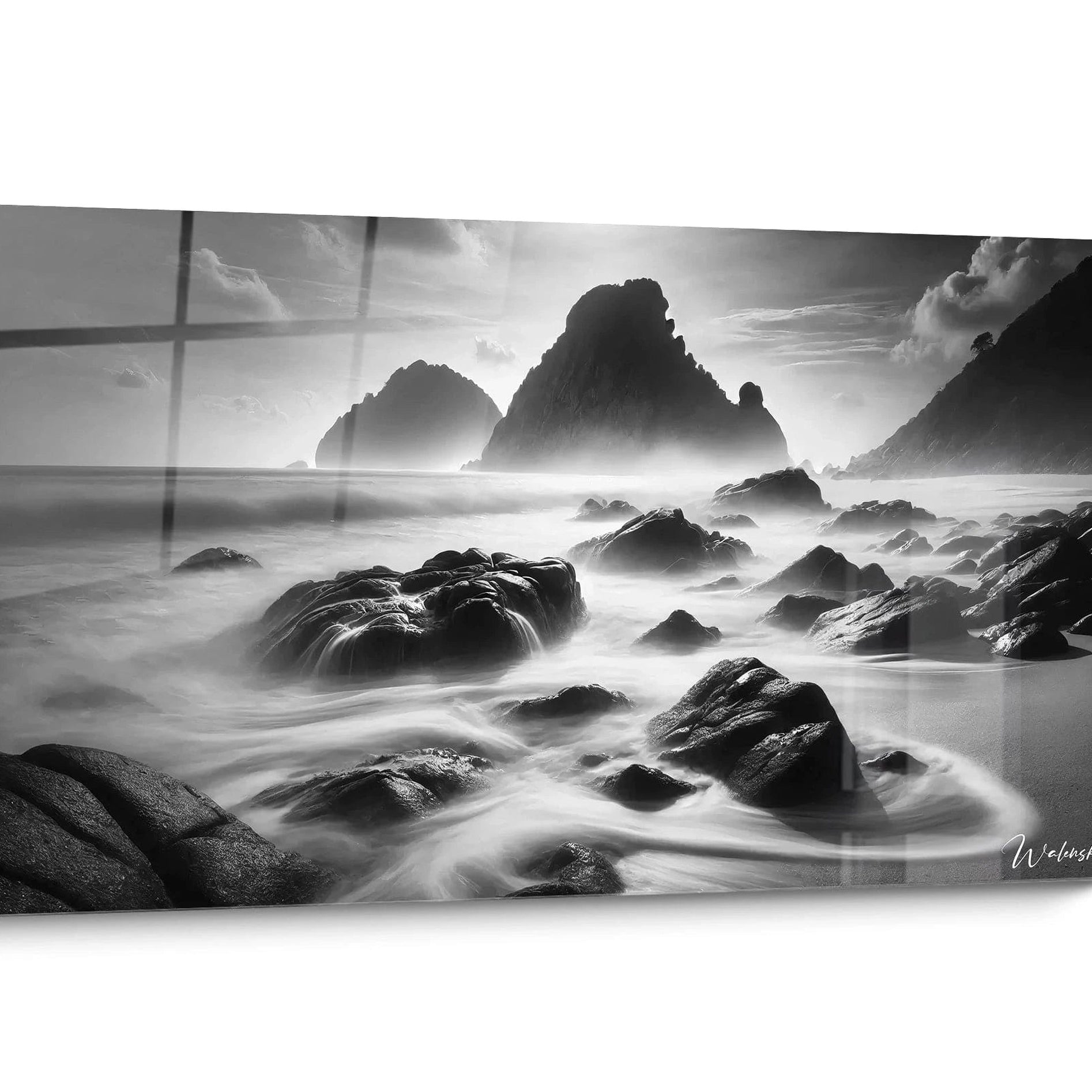 Tableau paysage noir et blanc Océan