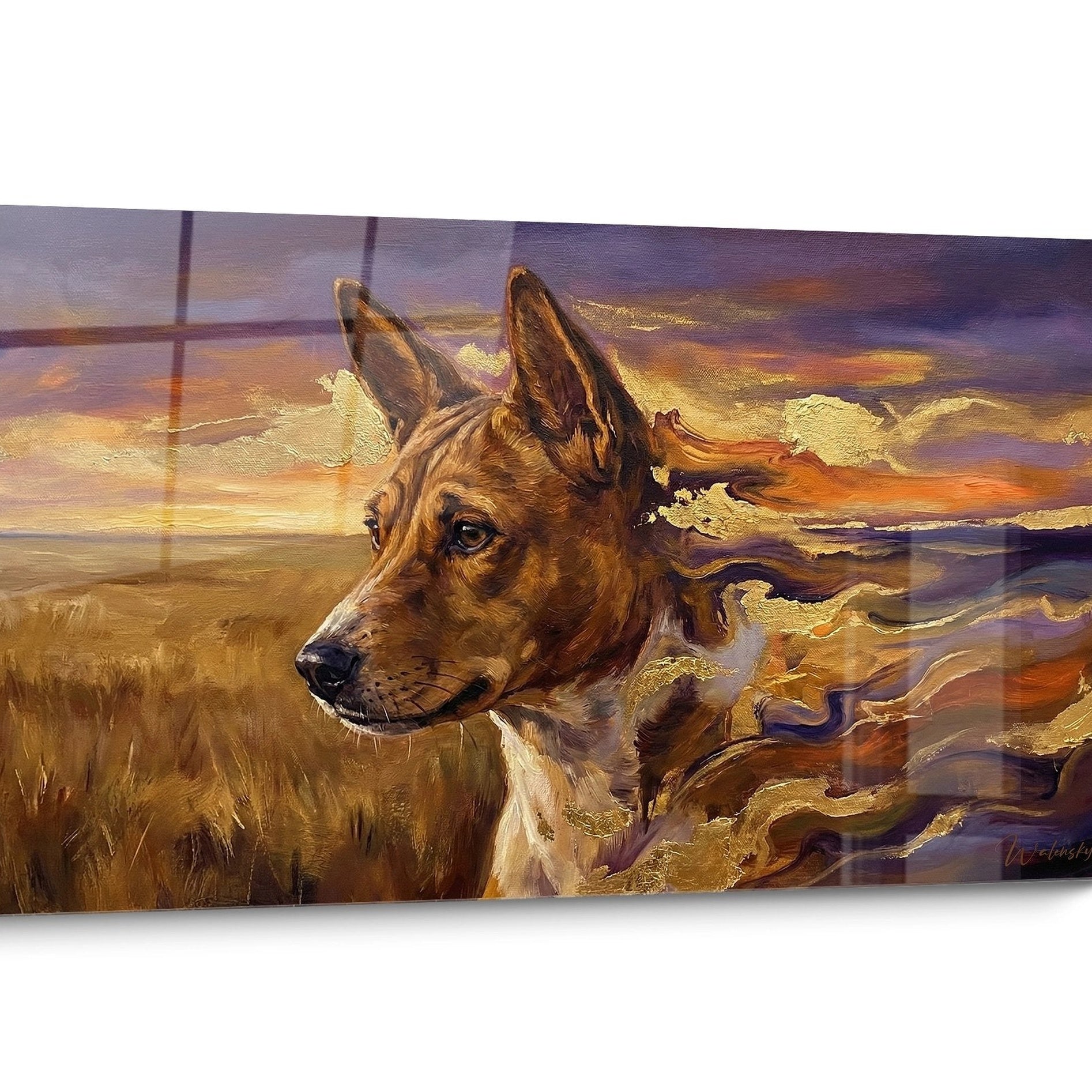 Basenji Dog Wall Art Sunset