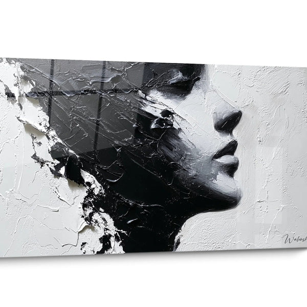 Tableau visage noir et blanc Profil