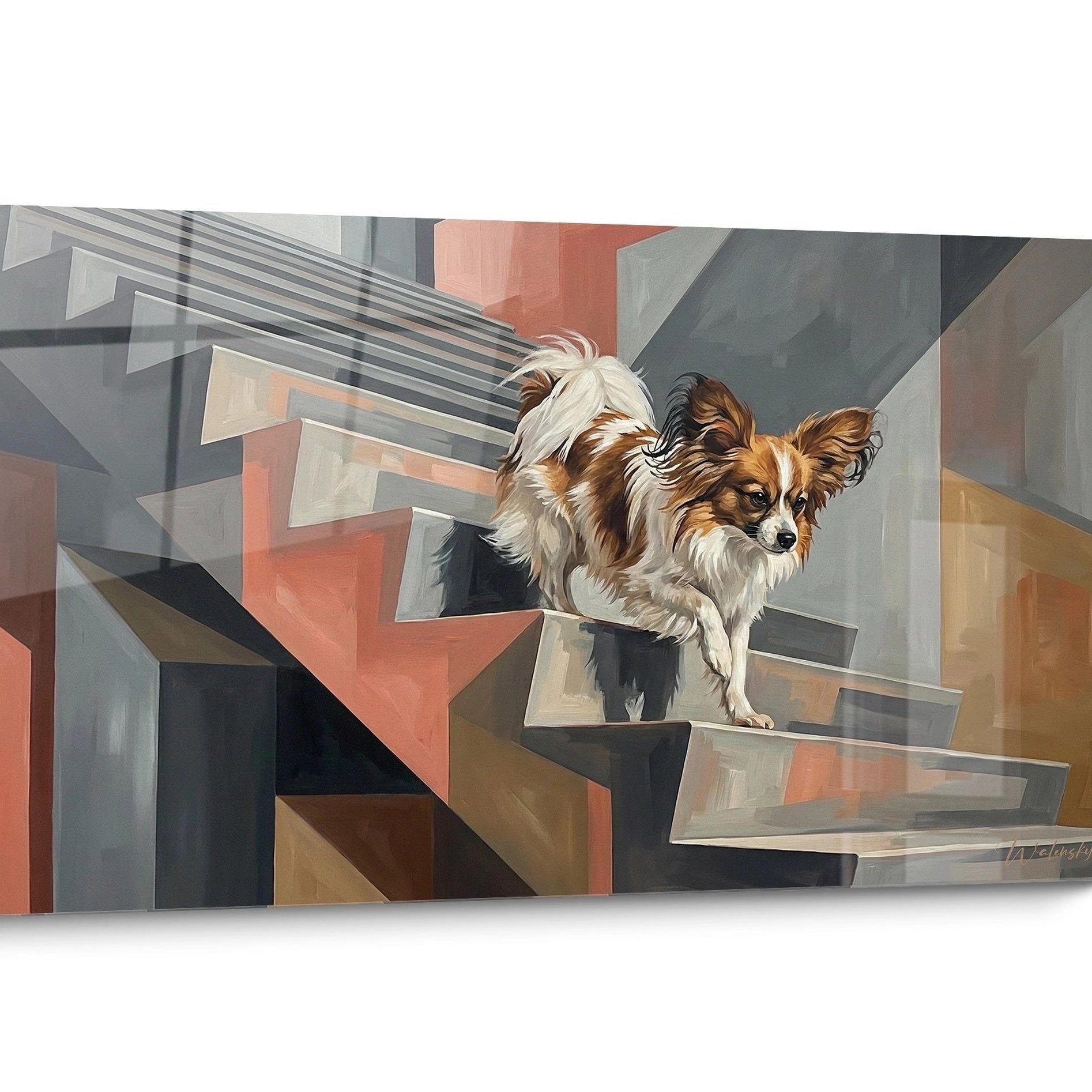 Tableau Chien Papillon Abstrait
