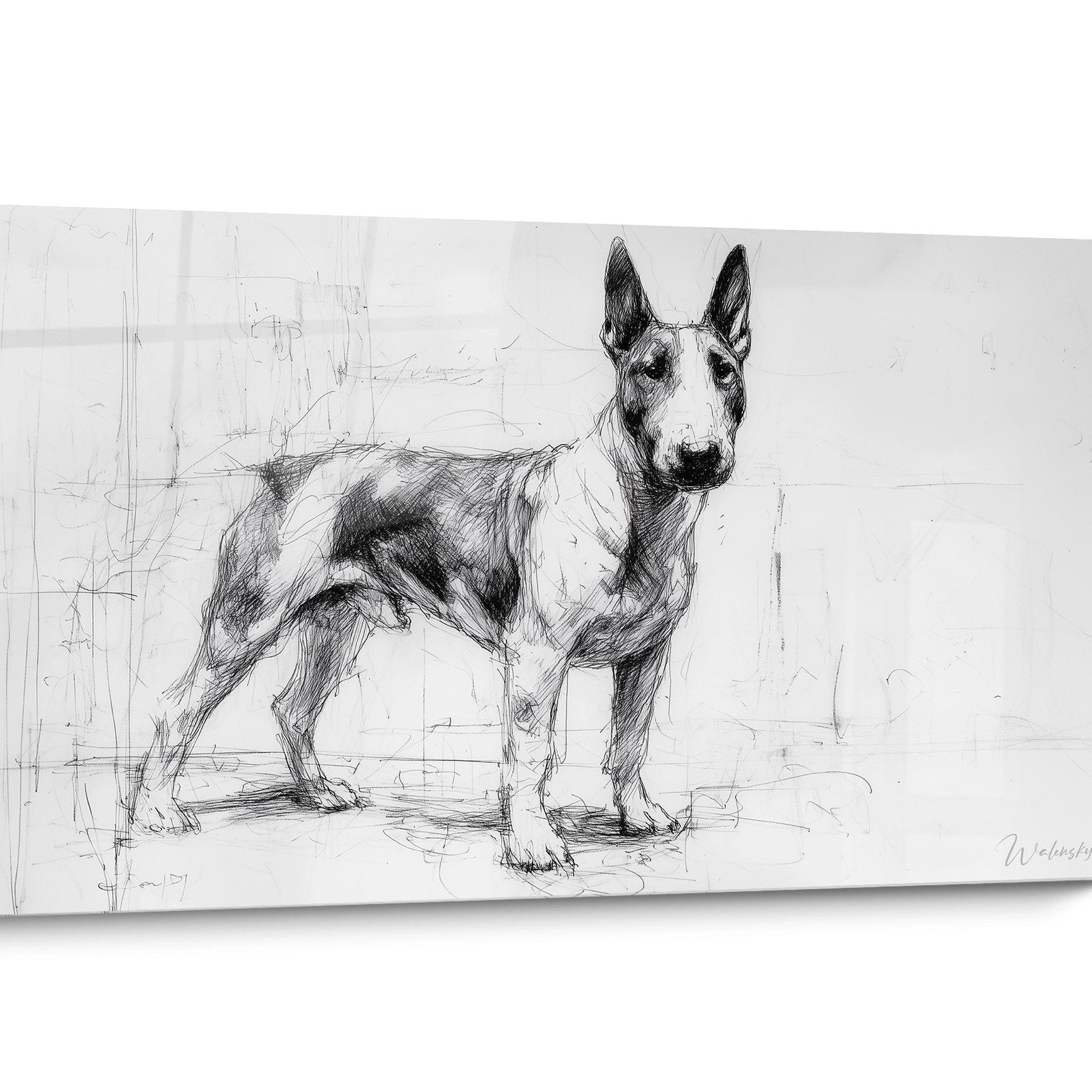 Tableau chien Bull Terrier Noir et Blanc