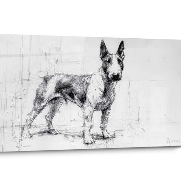 Tableau chien Bull Terrier Noir et Blanc