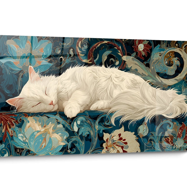 Tableau chat Turkish Angora Floral