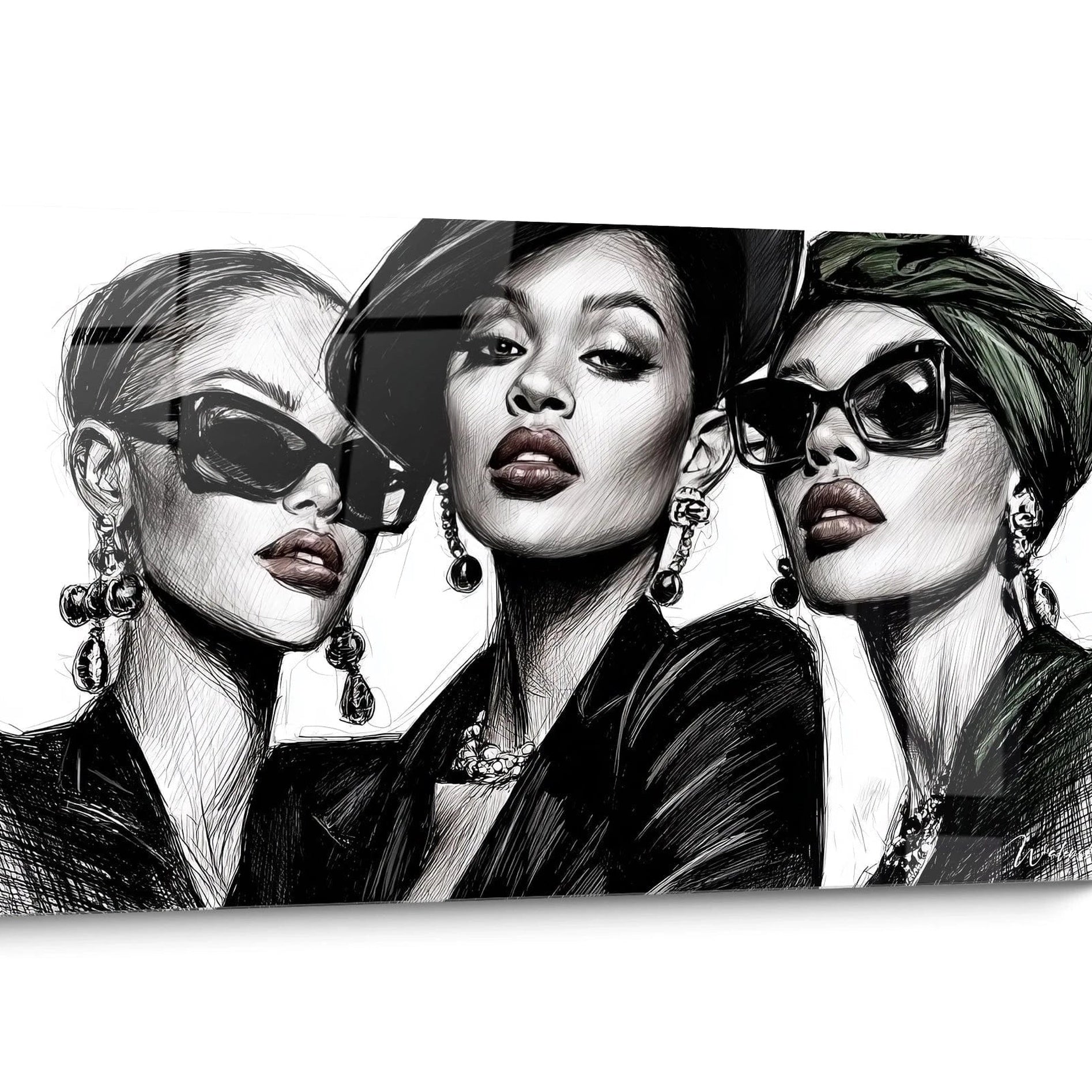Fashion illustration wall art Black and White
