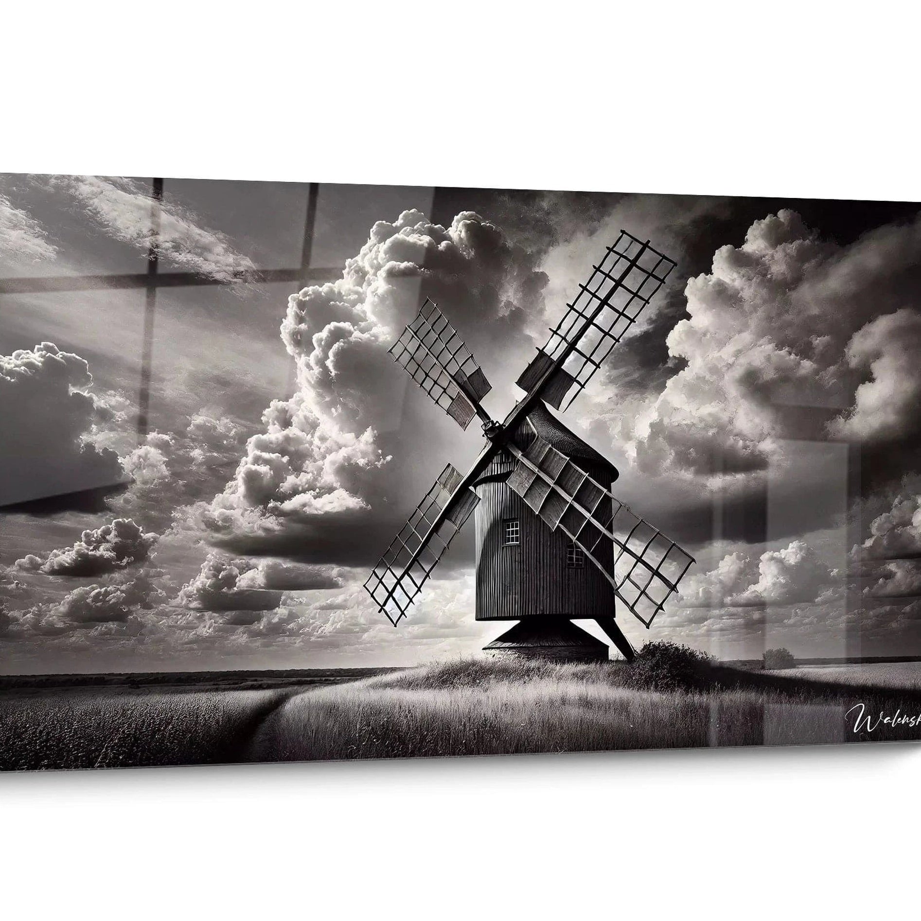 Tableau paysage noir et blanc Vintage