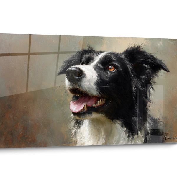 Tableau chien Border Collie Noir et Blanc