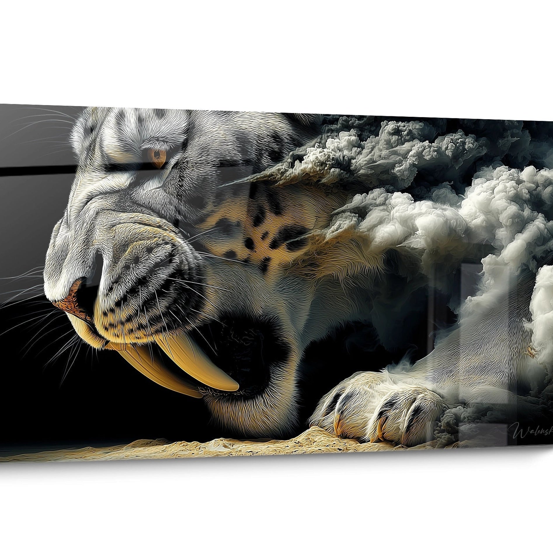 Saber-toothed tiger golden wall art