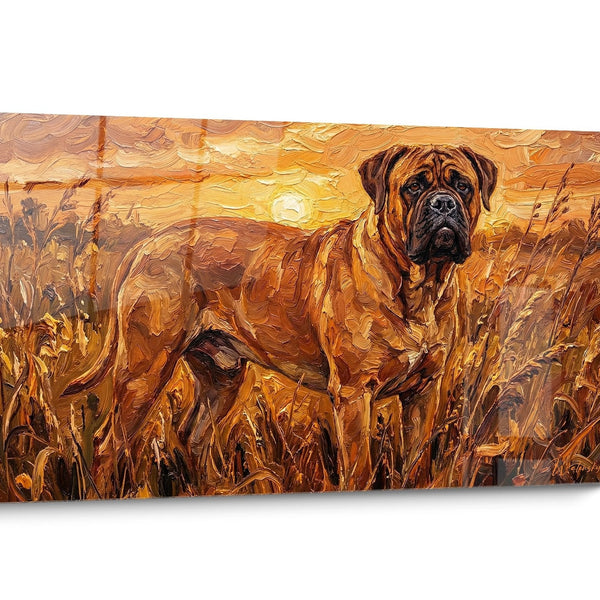 Schilderij Bullmastiff in goudkleur