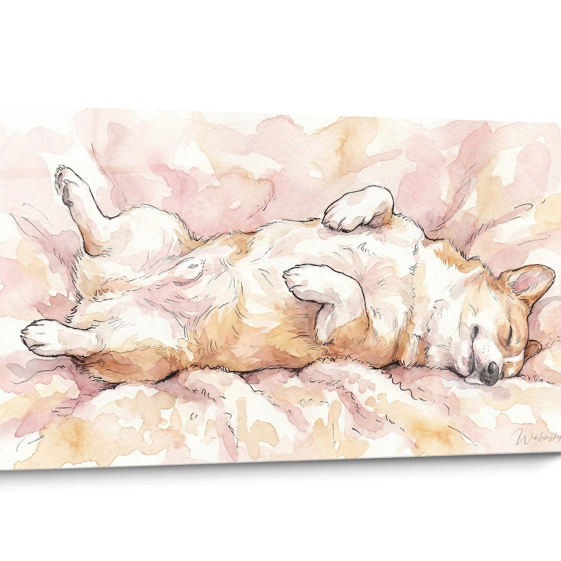 Tableau chien Corgi Pembroke Aquarelle
