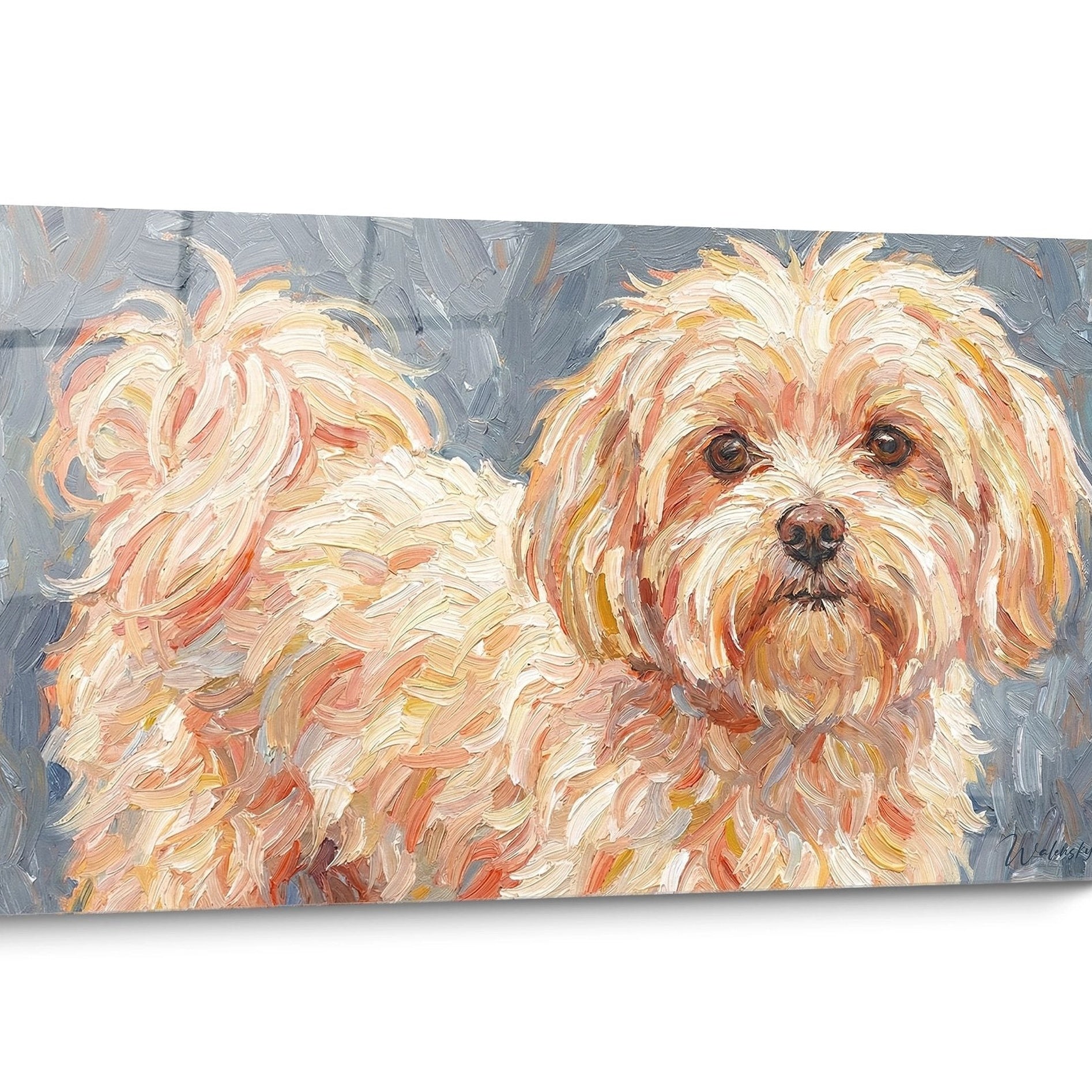 Tableau chien Bichon Maltais Portrait
