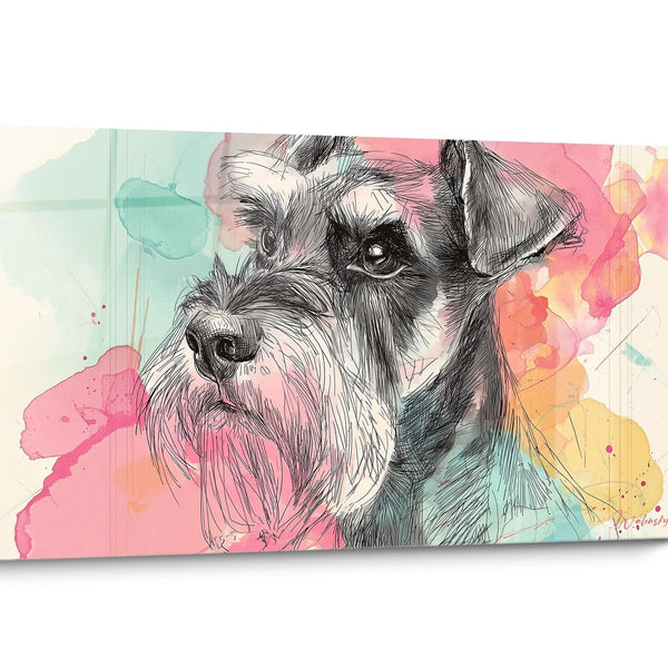 Tableau chien Schnauzer Aquarelle