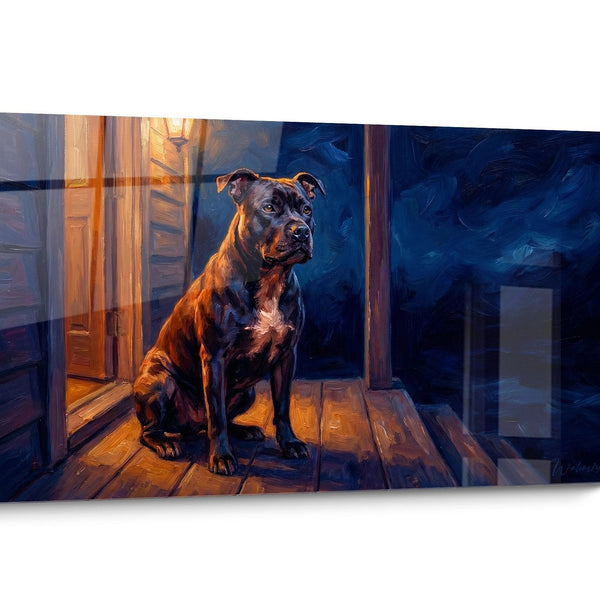 Tableau chien Staffordshire Bulle Terrier Doré