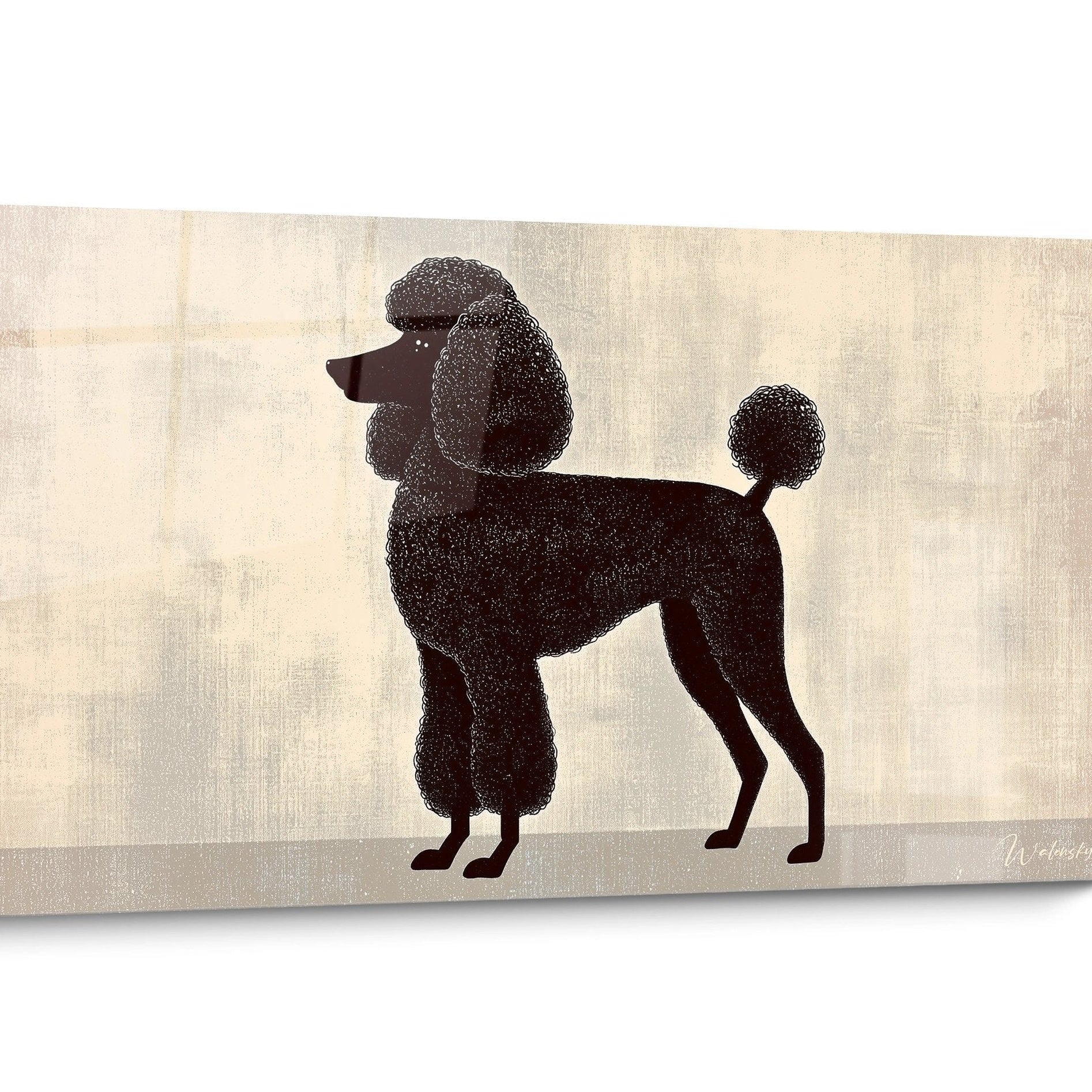 Tableau Caniche Noir et Blanc