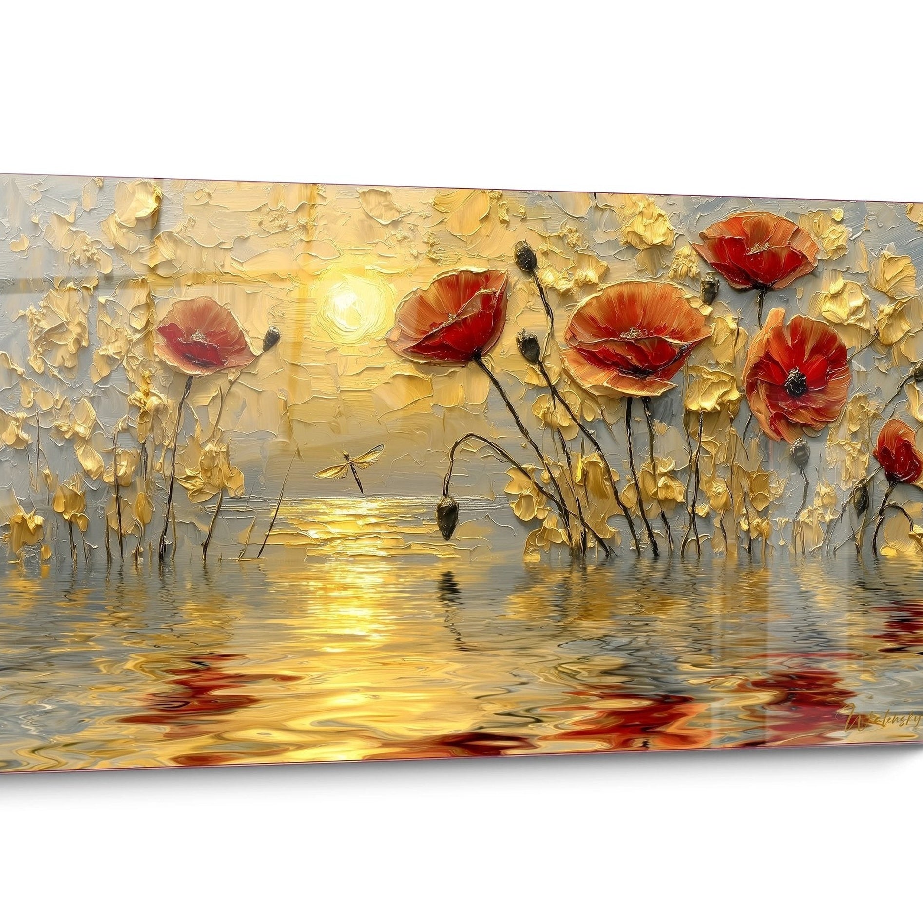 Tableau Coquelicot Reflets Aquatiques
