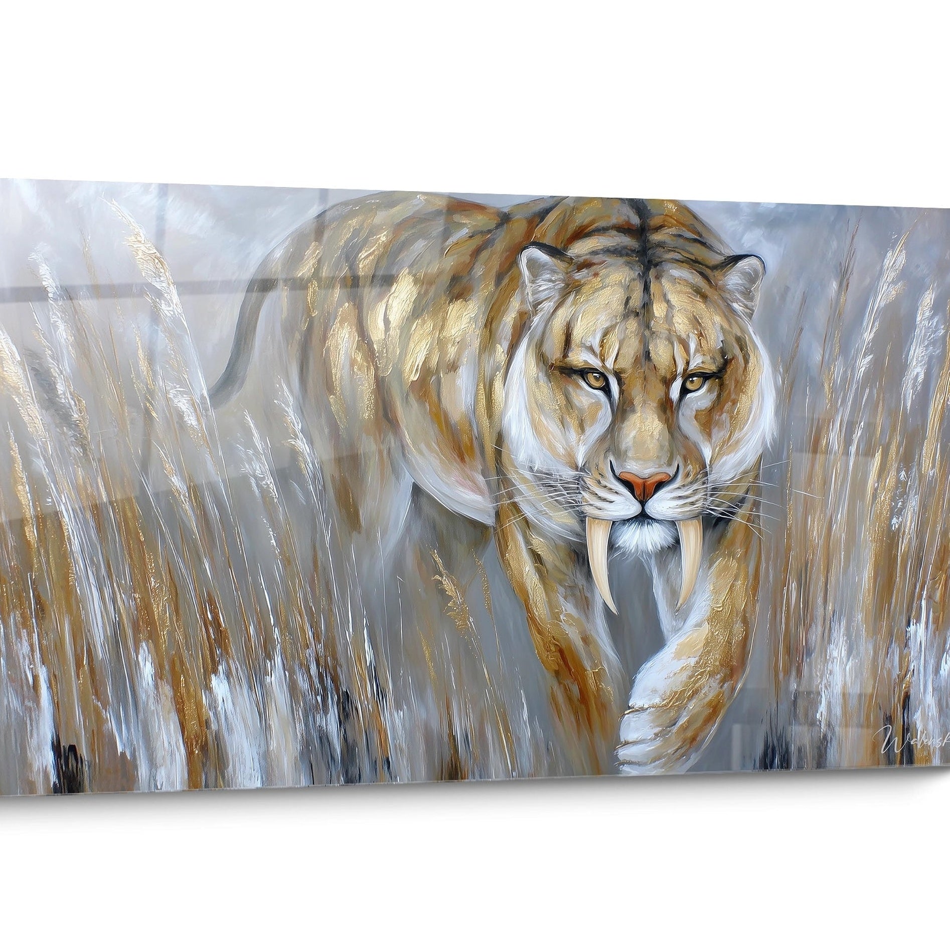Realistic saber-toothed tiger wall art