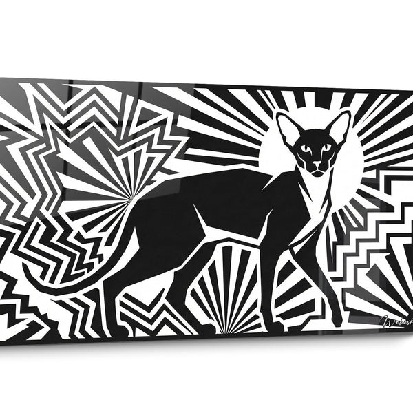 Oriental Shorthair Black and White Cat Wall Art