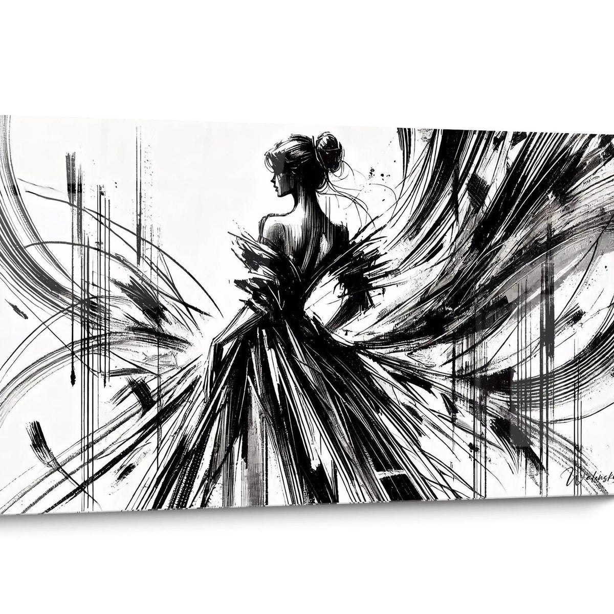 Impression Sur Toile ARTTOR 120x80cm - Abstraction Sombre Noir Et Blanc - Décoration Murale Design