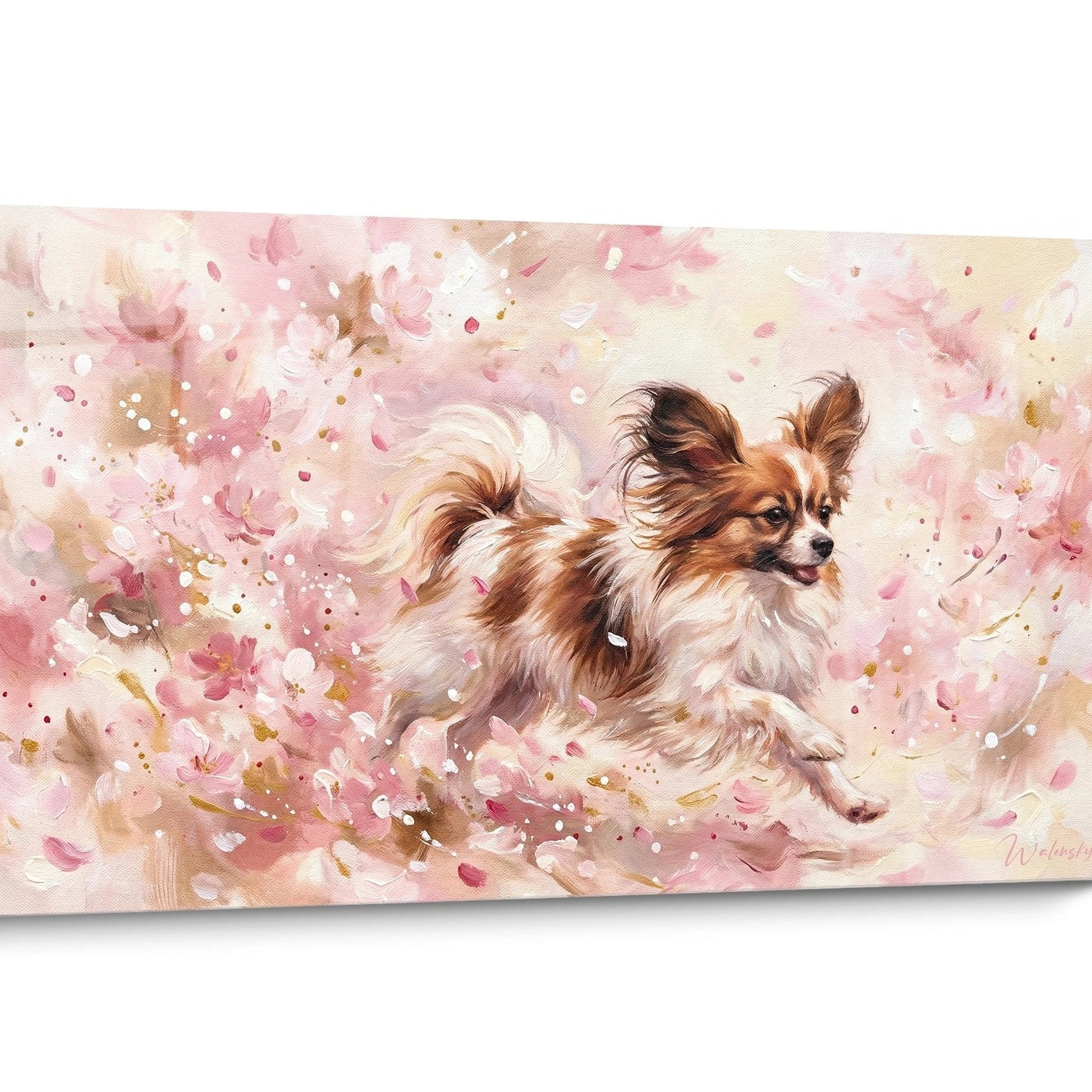 Tableau Chien Papillon Bondissant