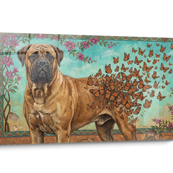 Schilderij Bullmastiff in bloemen