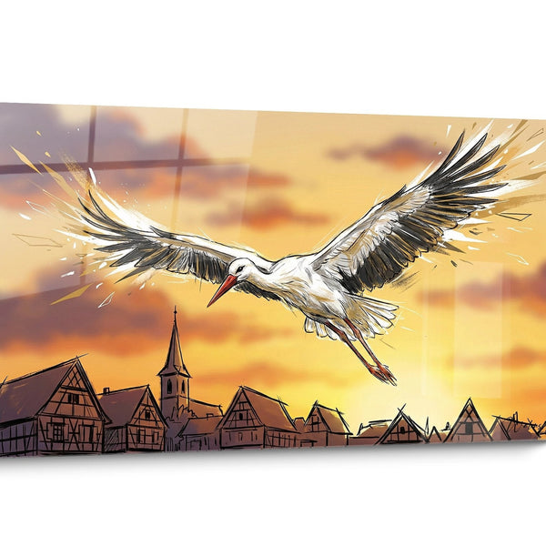 Tableau Cigogne Doré