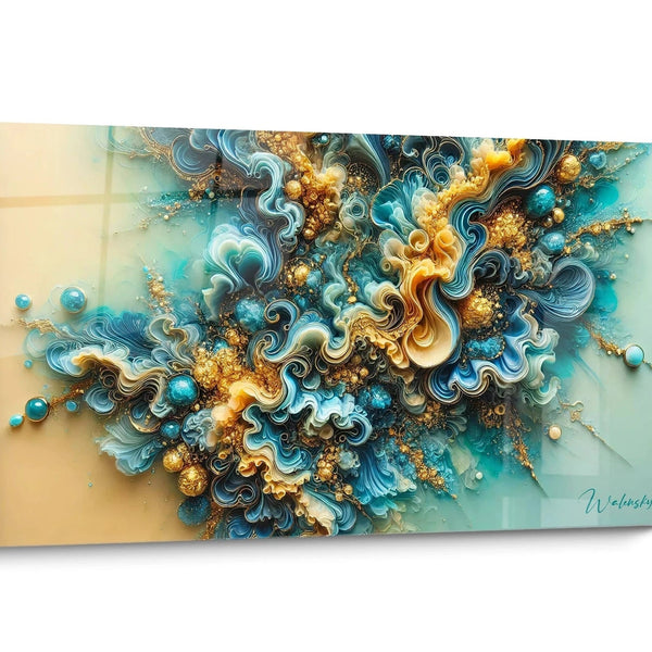 Quadro Turchese Dorato Onde