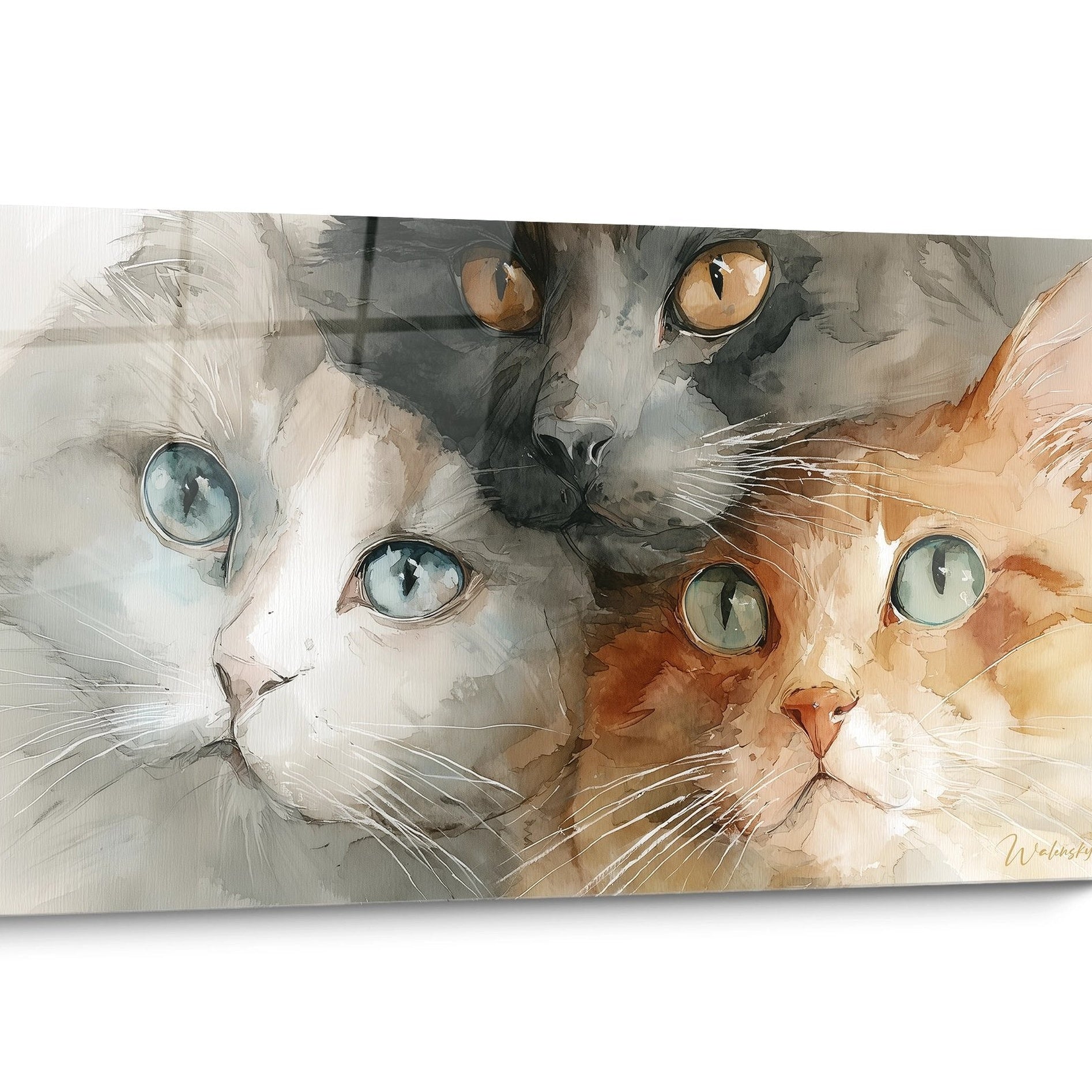 Tableau chat Chartreux Aquarelle