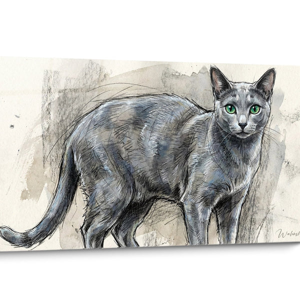Tableau chat Russian Blue Minimaliste