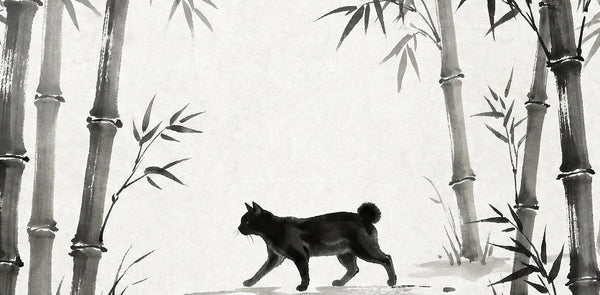Minimalistische Japanese Bobtail Katze Wandbild