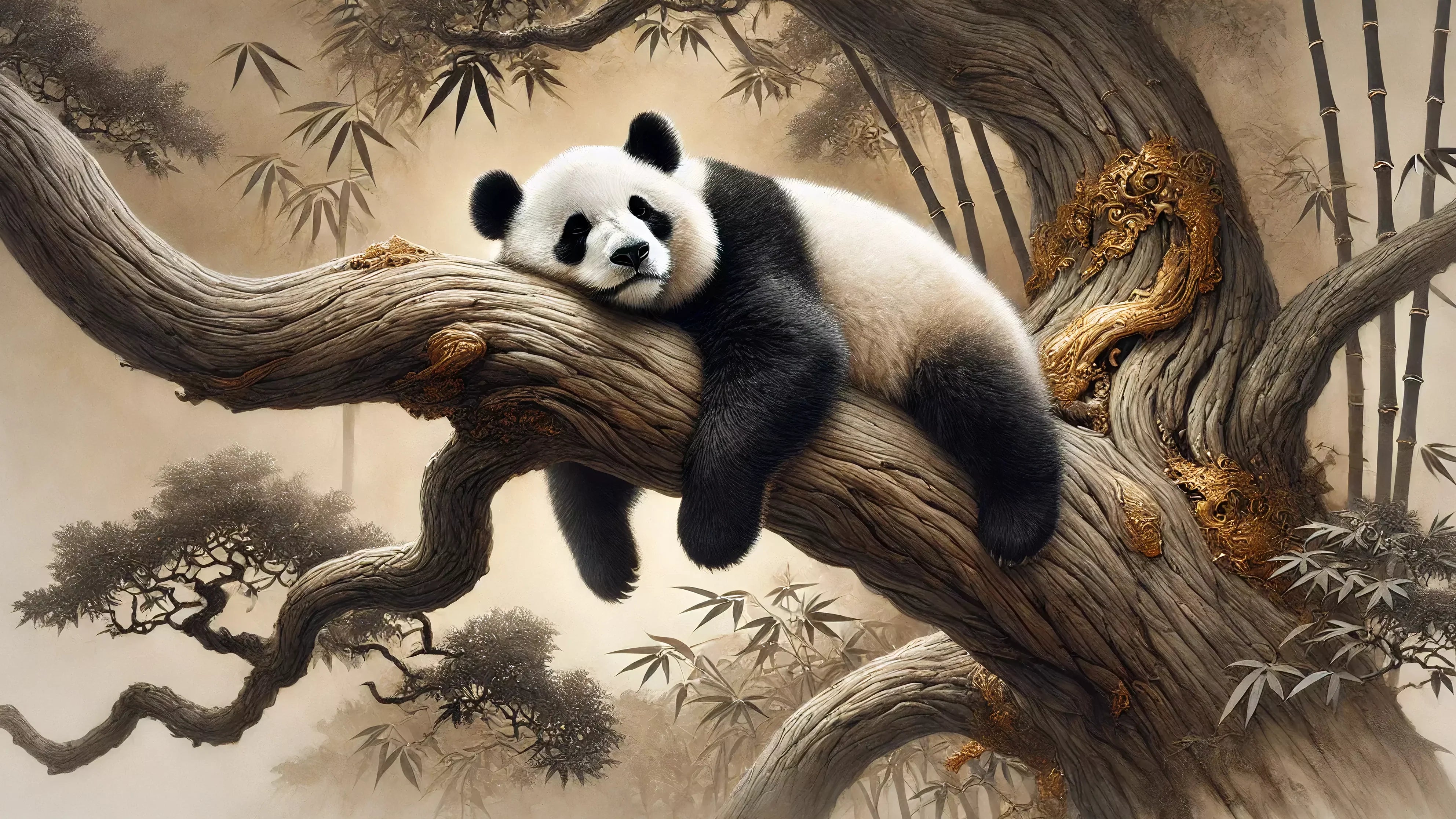 tableau panda geant collection