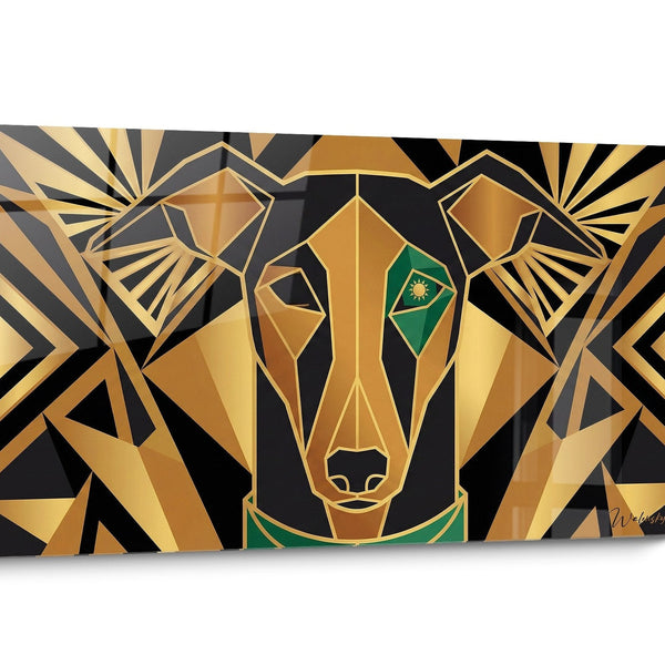 Windhund Greyhound Gemälde Schwarz und Weiß