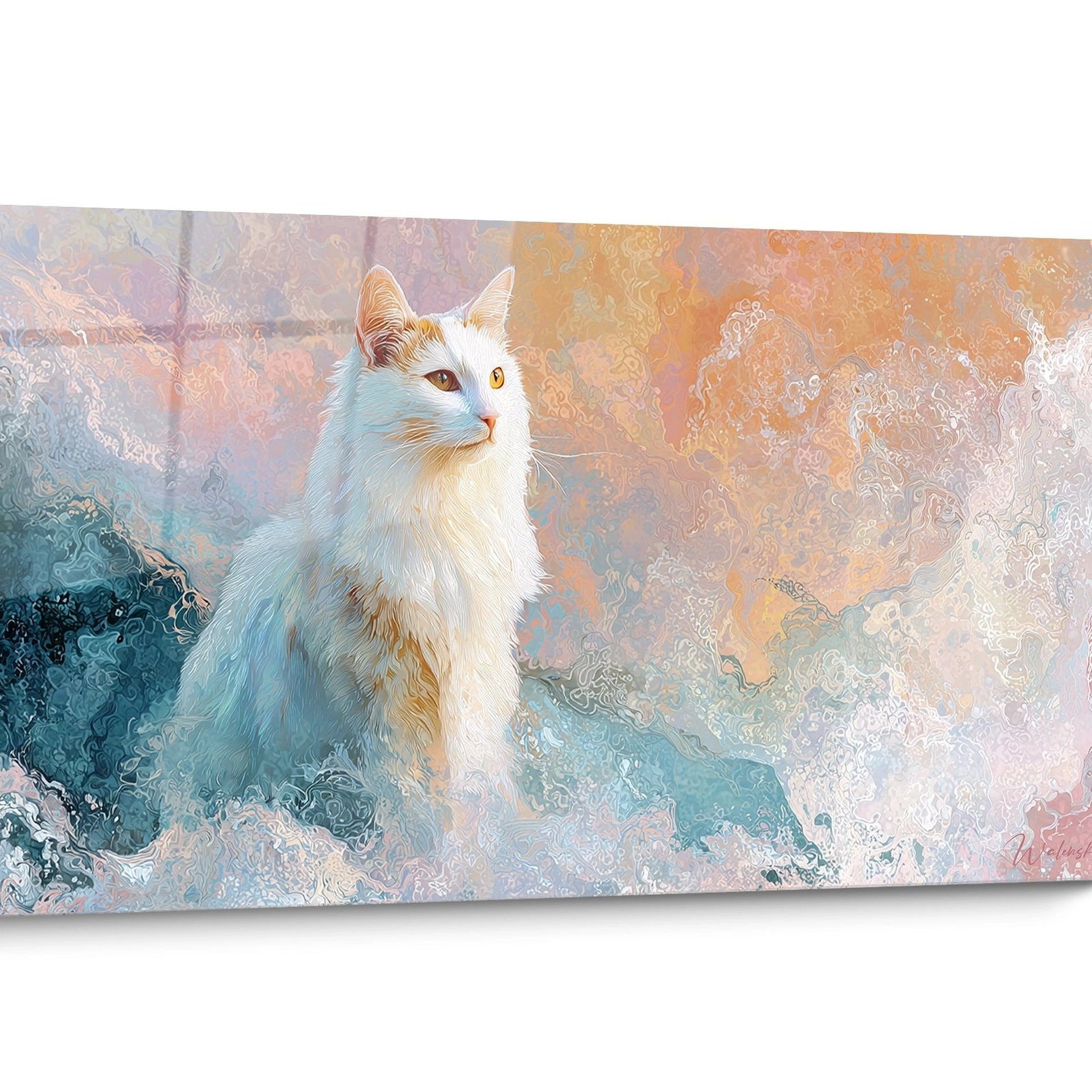 Tableau chat Turkish Van Aquarelle