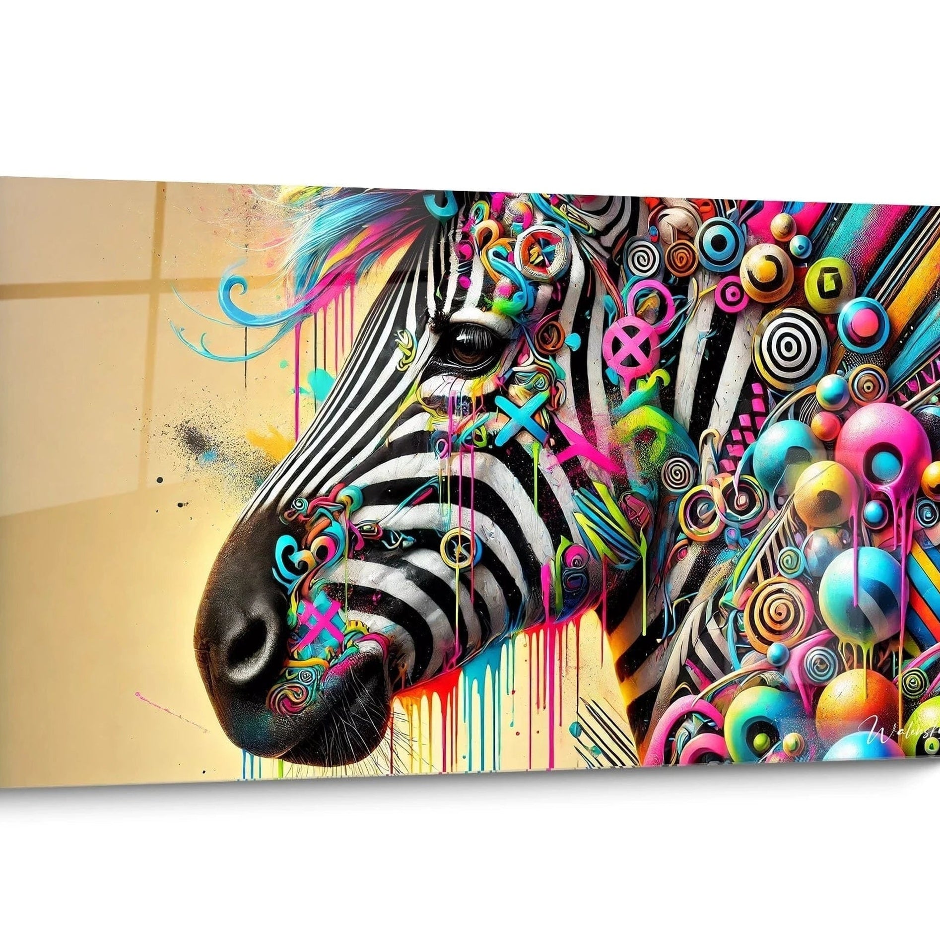 Tableau Zebre Street Art Multicolore