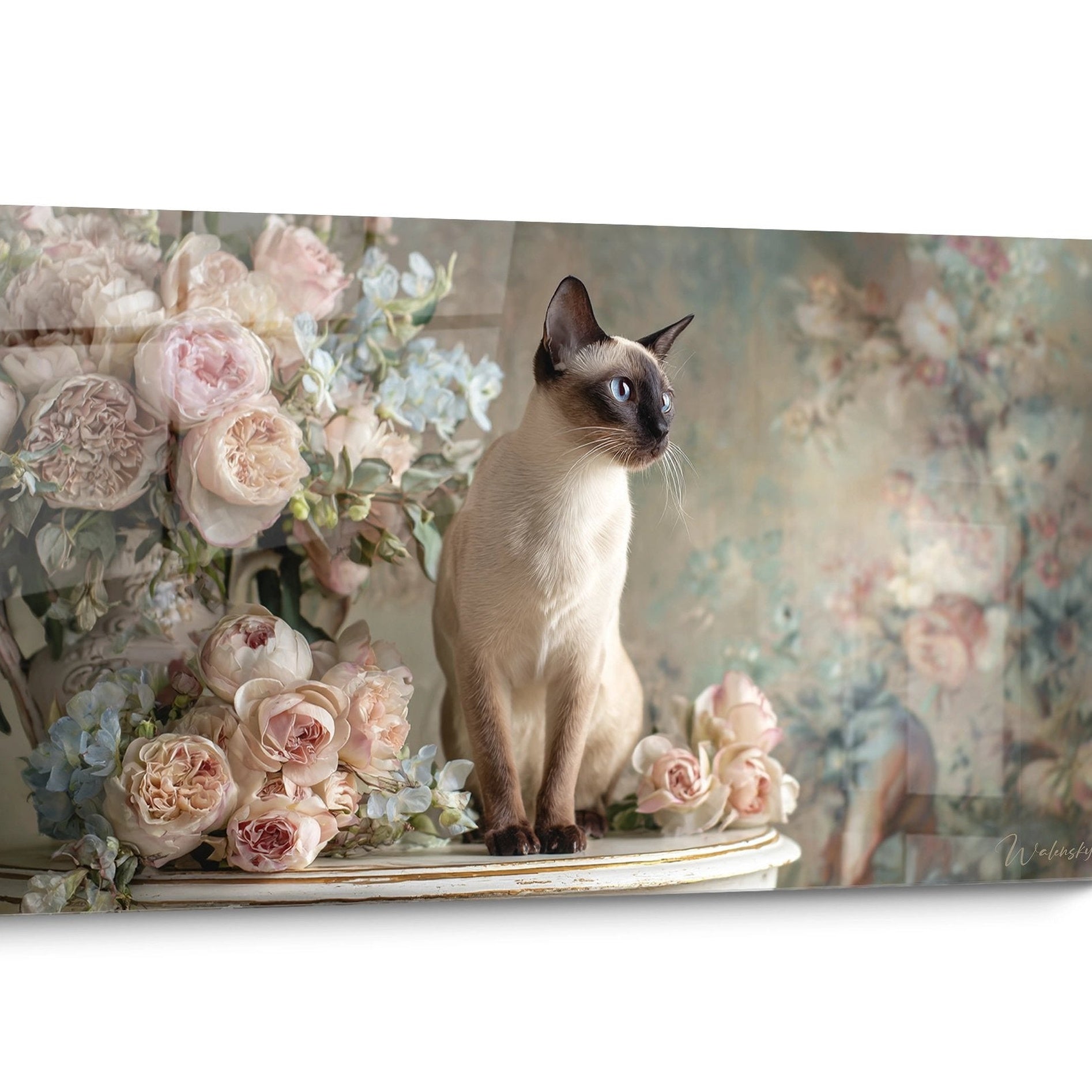 Tableau chat Balinais Floral