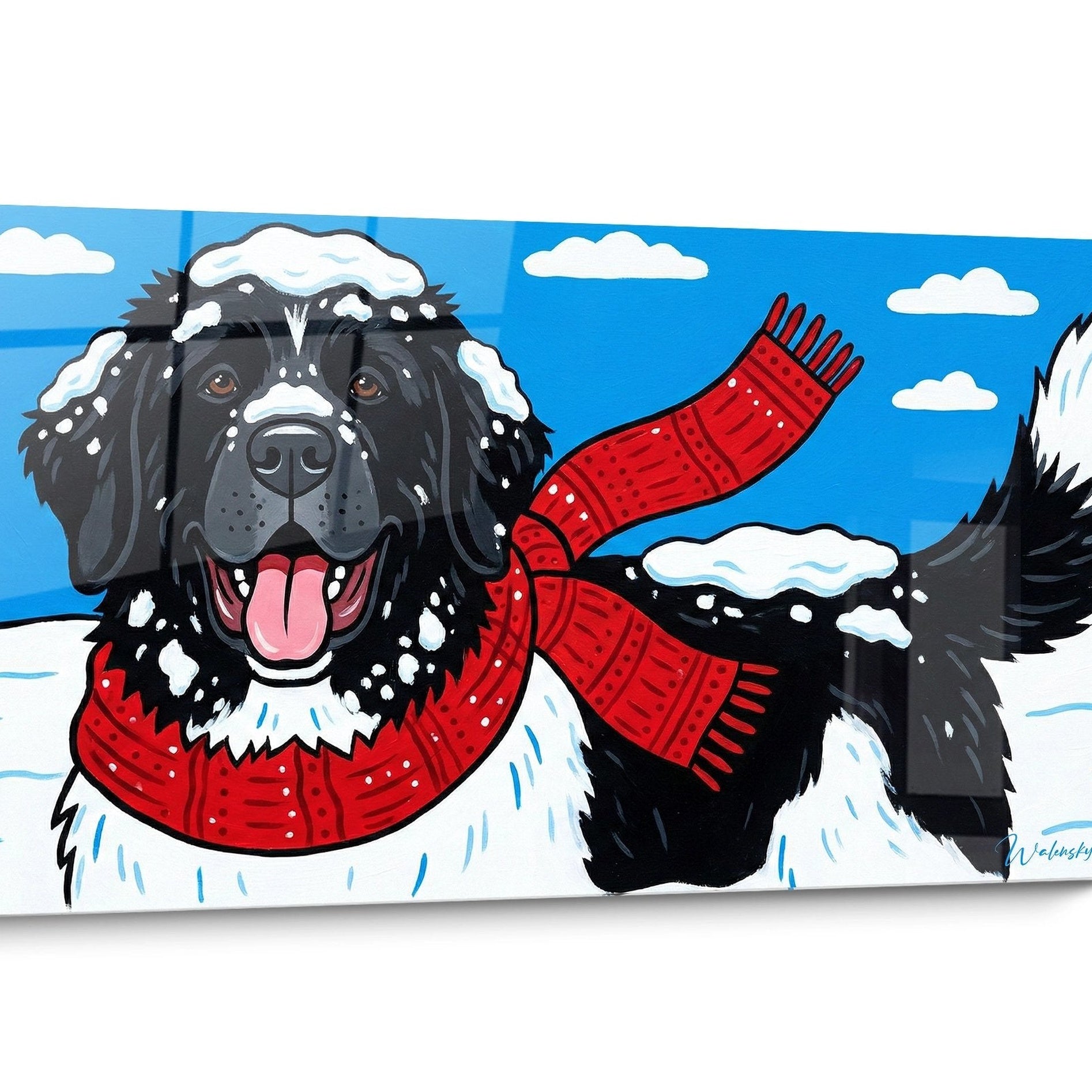 Tableau chien Terre Neuve Noir et Blanc